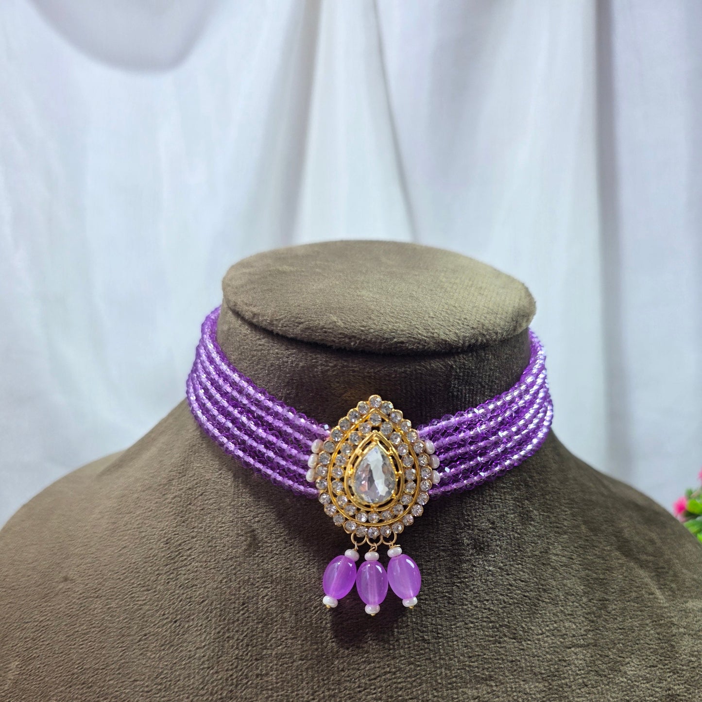 Light Purple Leaf Pendant Choker