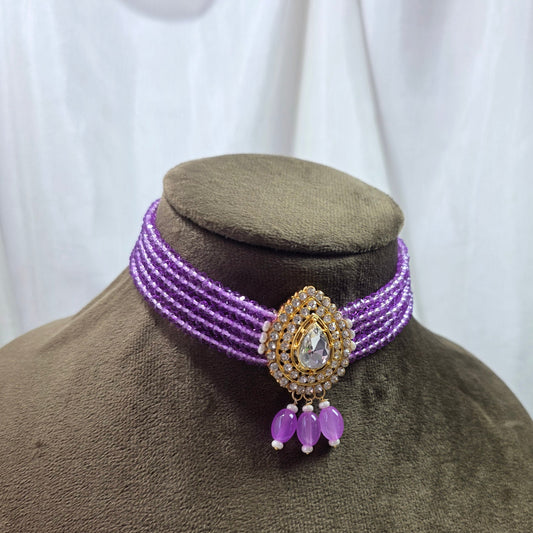 Light Purple Leaf Pendant Choker