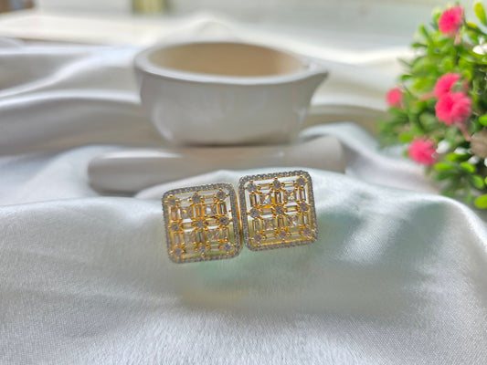 White Pearl With Golden Beads American Diamond Jewellery