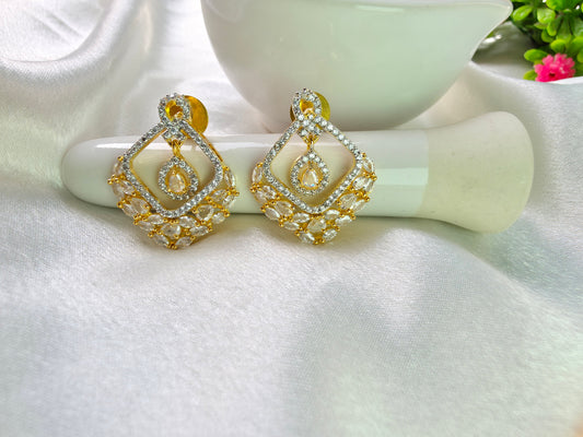 Cream With White Beads AD Necklace