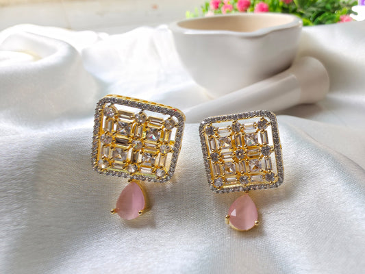 Pink With White Small Oval Beads American Diamond Jewellery