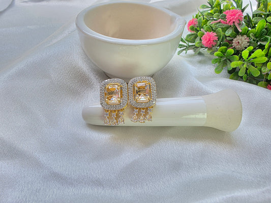 Cream With White Pearl American Diamond Jewellery