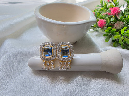 Royal Blue With White Pearl American Diamond Jewellery