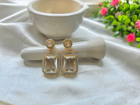 Cream And White Beads American Diamond Jewellery