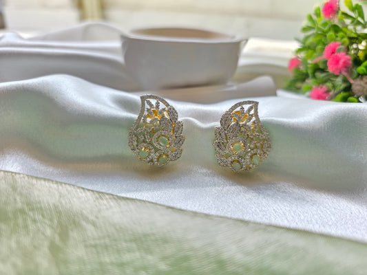 Turquoise Green And White Pearl AD Necklace