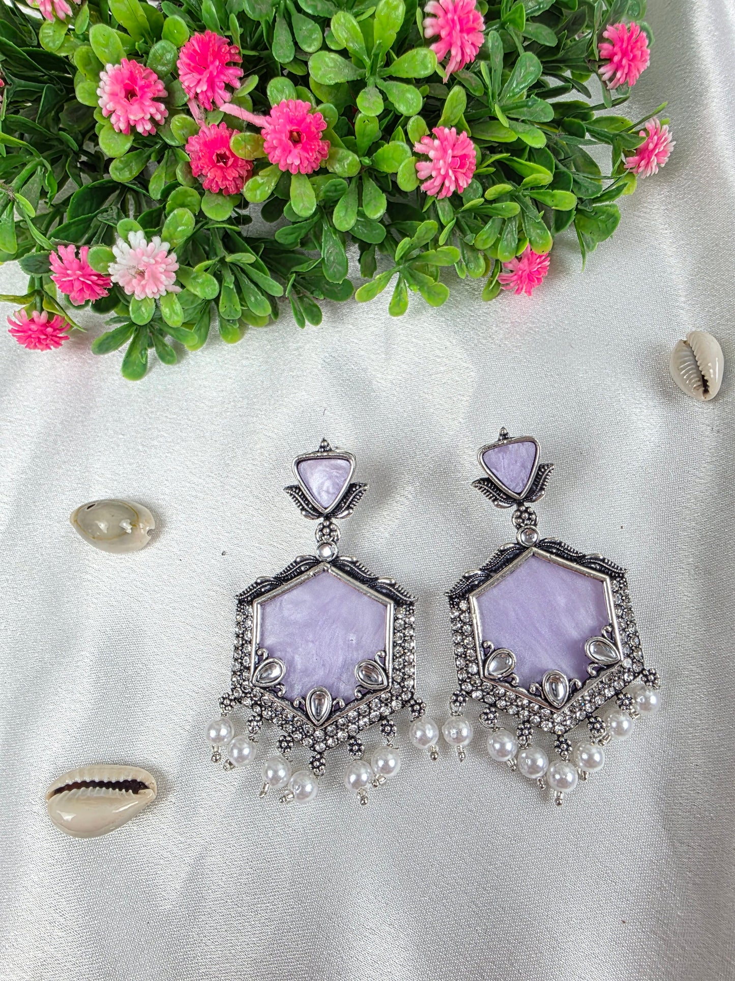 Purple Oxidised Earrings