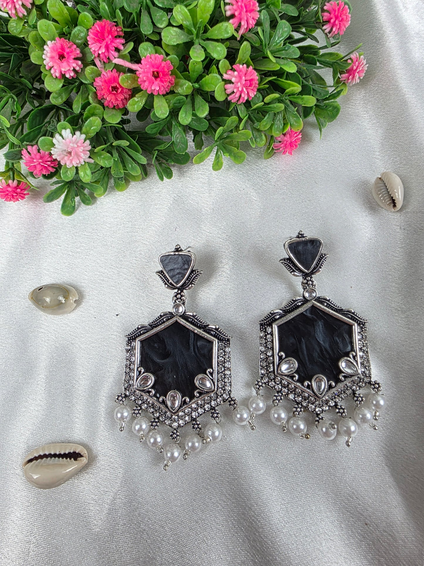 Black Oxidised Earrings