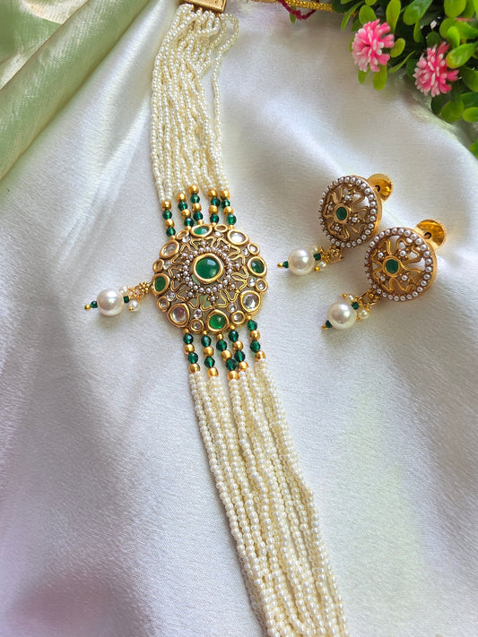 Garner Green Royal Pearl Choker Set