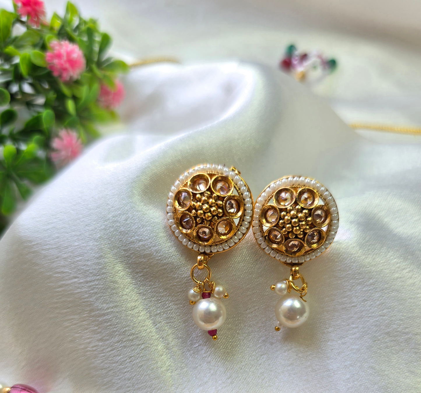 Covina Pink Pearl Choker Set