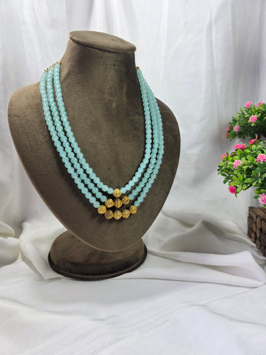 Sky Blue Triple-layer Pearl Mala