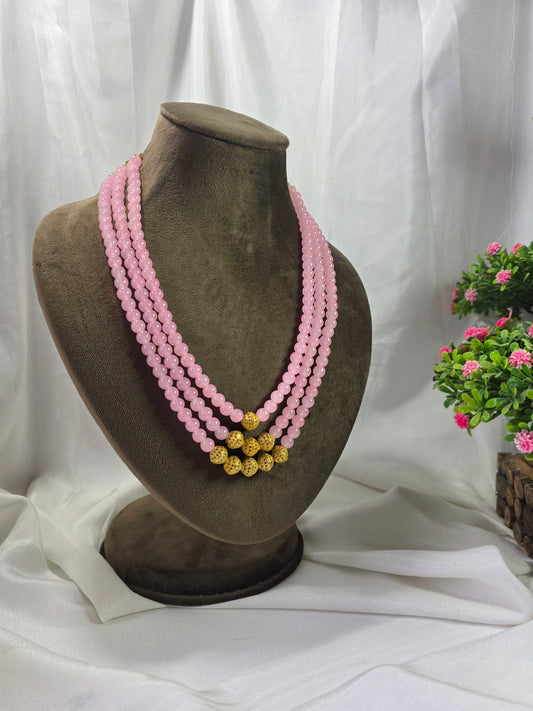 Powder Pink Triple-layer Pearl Mala