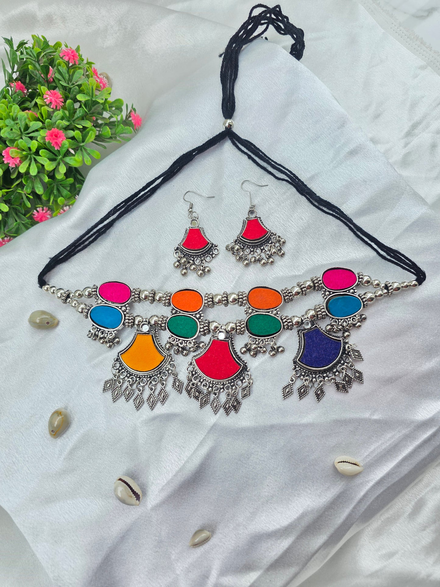 Handcrafted Wooden Enamel Look Choker Set