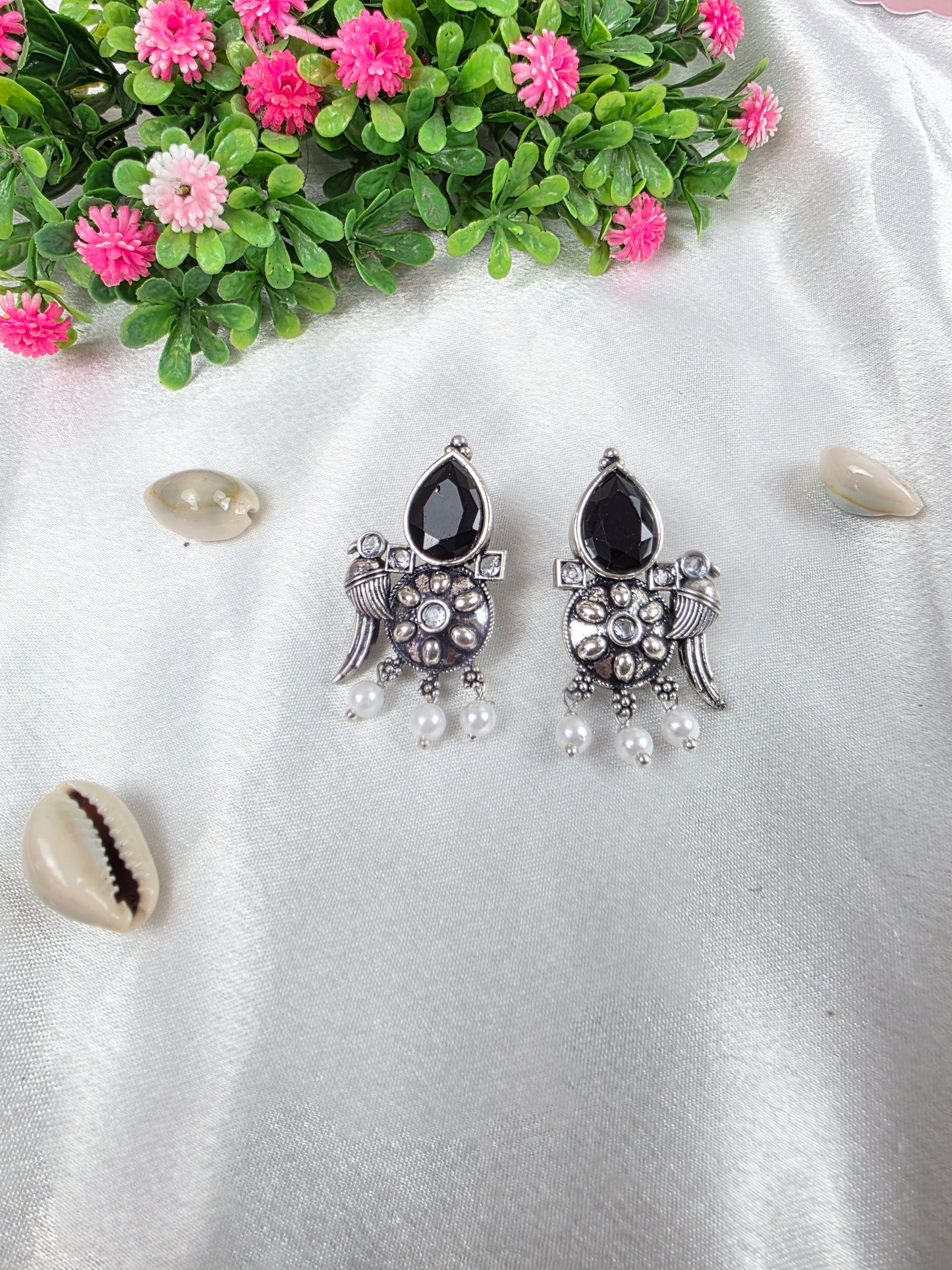 Sable Black Oxidised Earrings