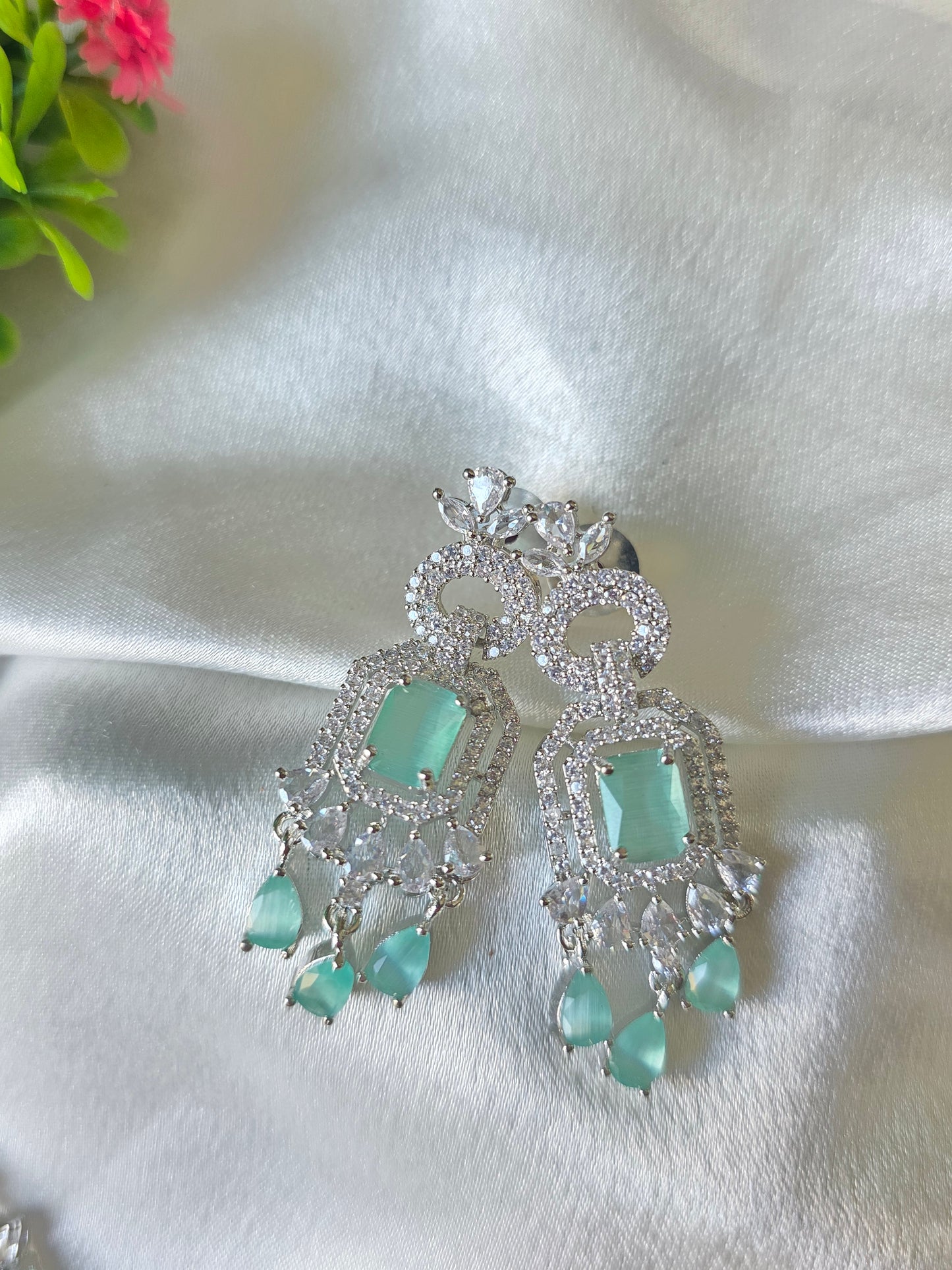 Elara Light Green AD Necklace