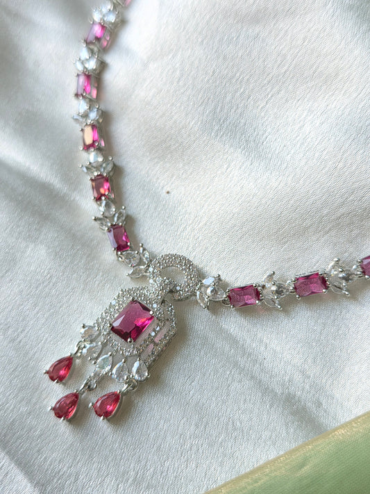 Elara Pink AD Necklace