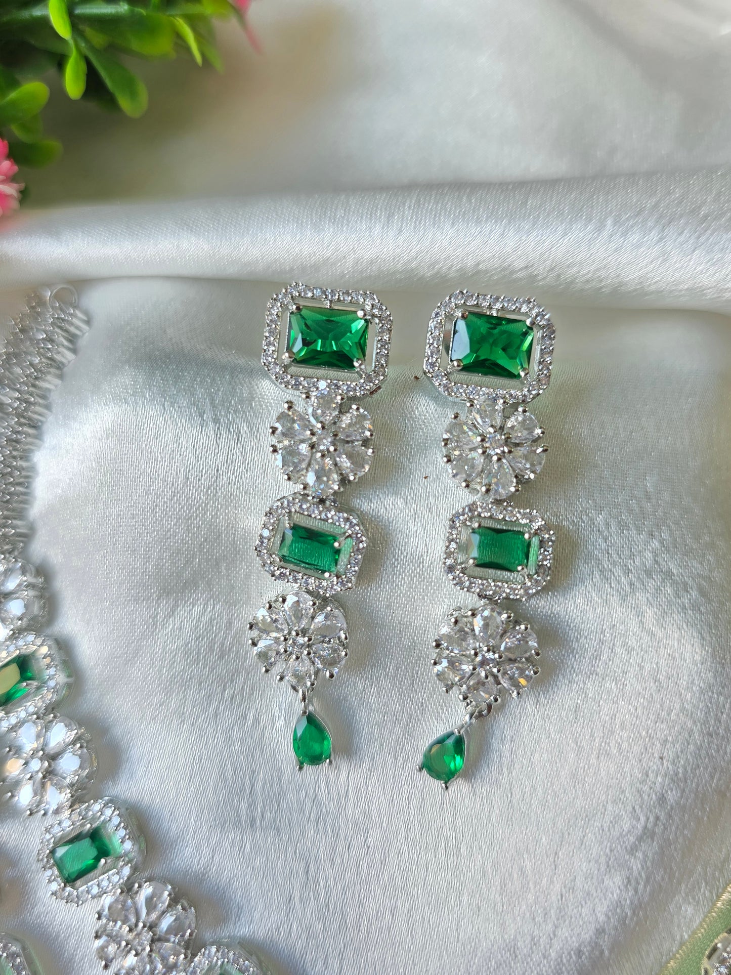 Turin Green Dual Layer AD Necklace