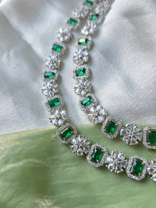 Turin Green Dual Layer AD Necklace