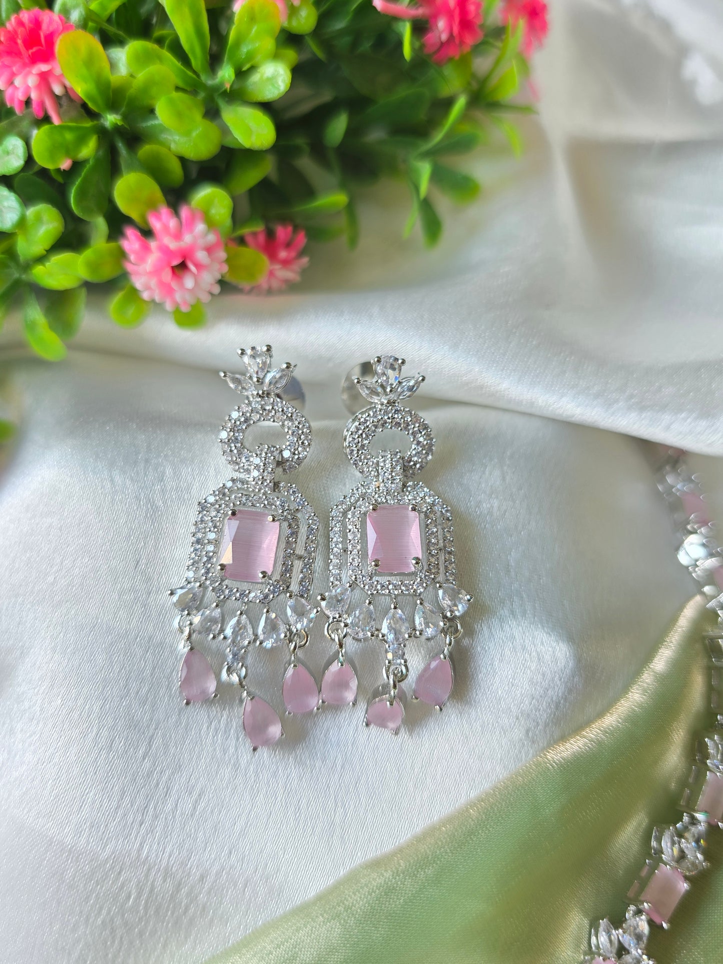 Elara Light Pink AD Necklace