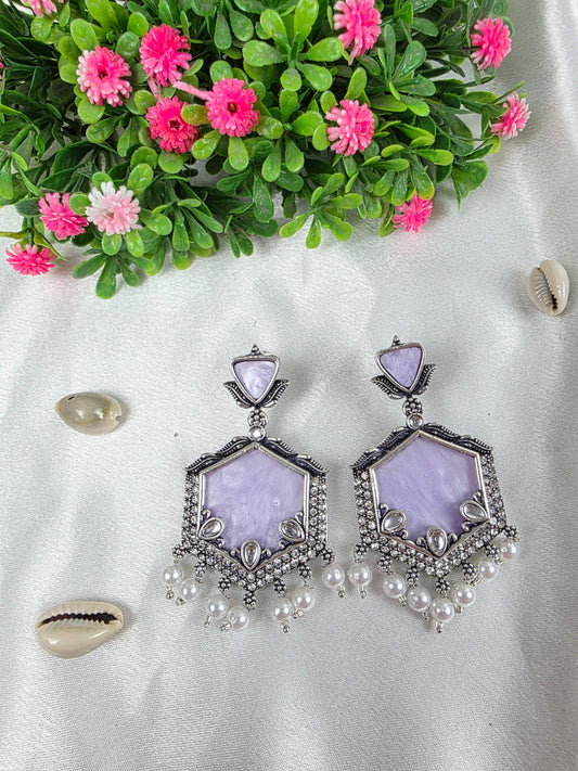Purple Oxidised Earrings