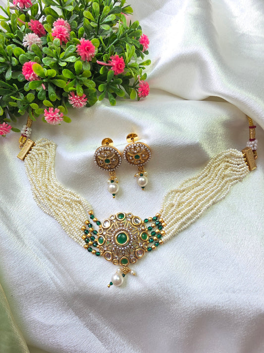 Garner Green Royal Pearl Choker Set
