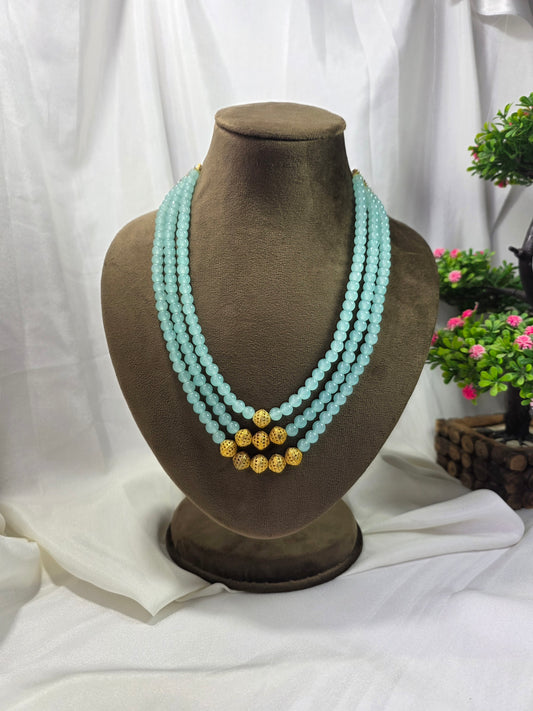 Sky Blue Triple-layer Pearl Mala