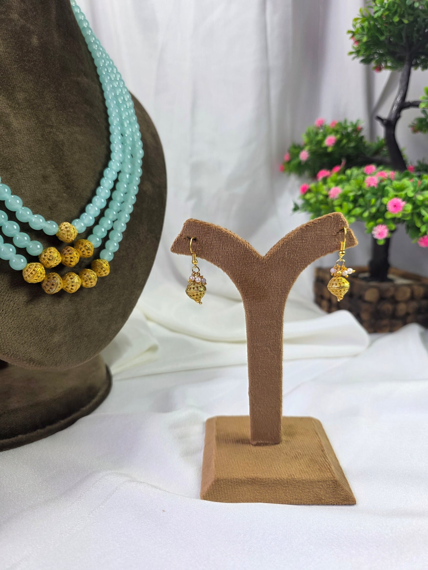 Sky Blue Triple-layer Pearl Mala