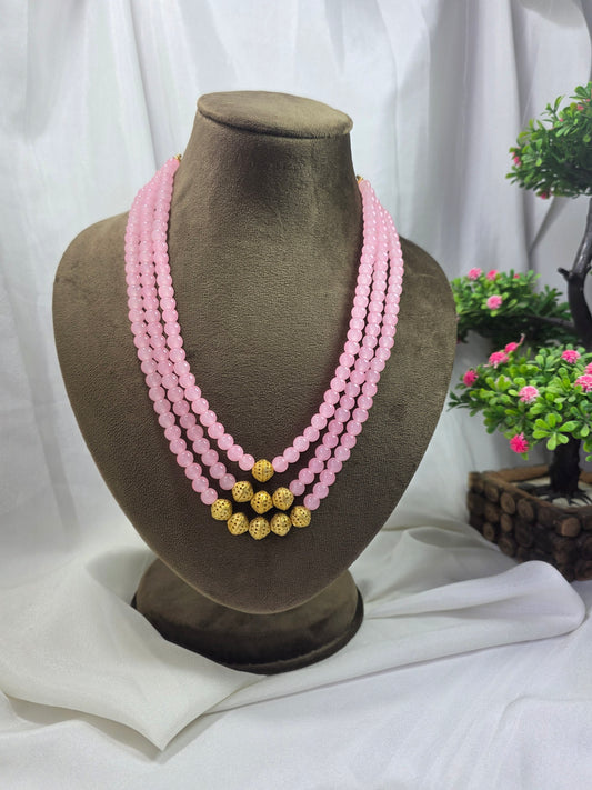 Powder Pink Triple-layer Pearl Mala