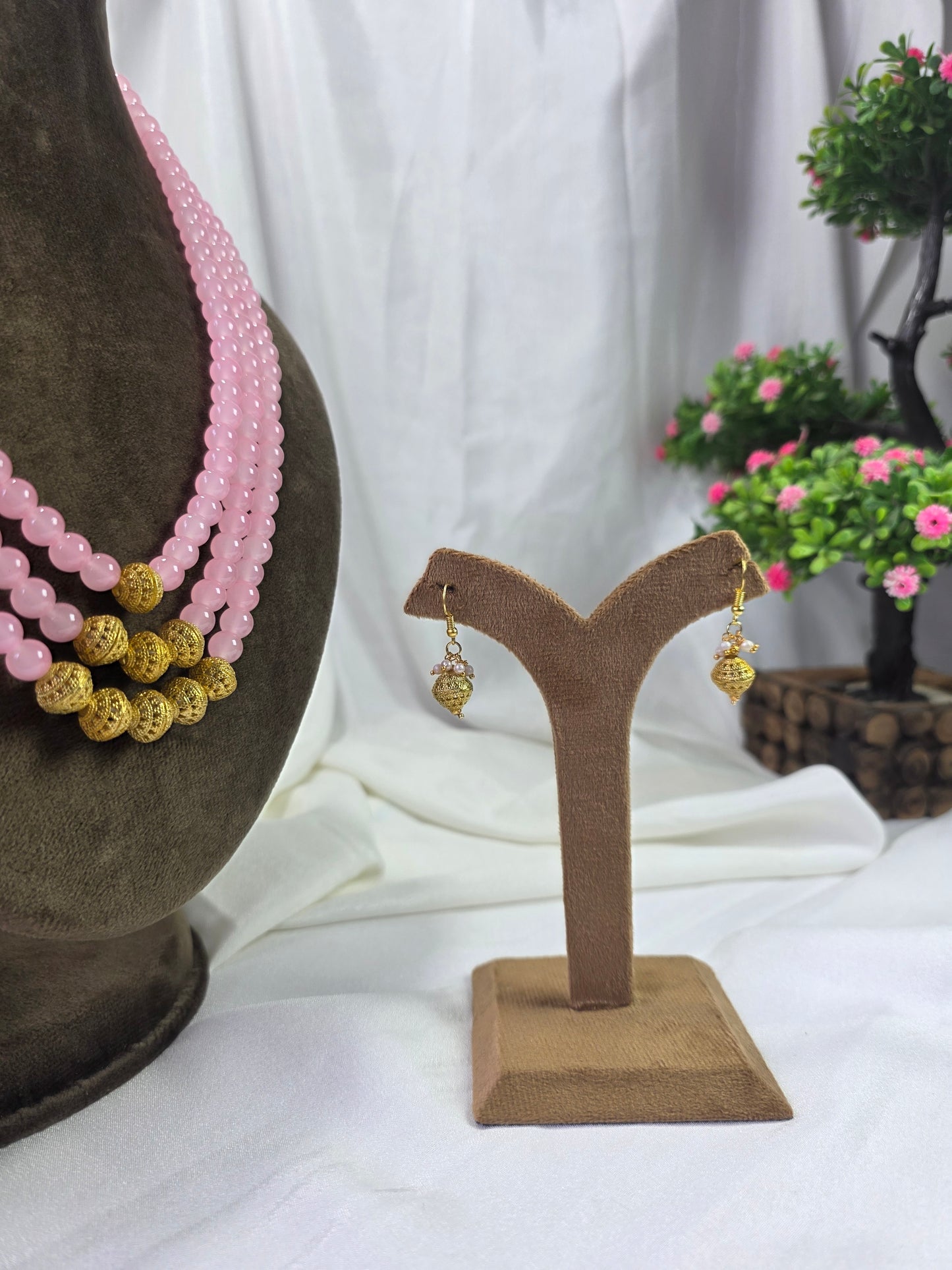 Powder Pink Triple-layer Pearl Mala