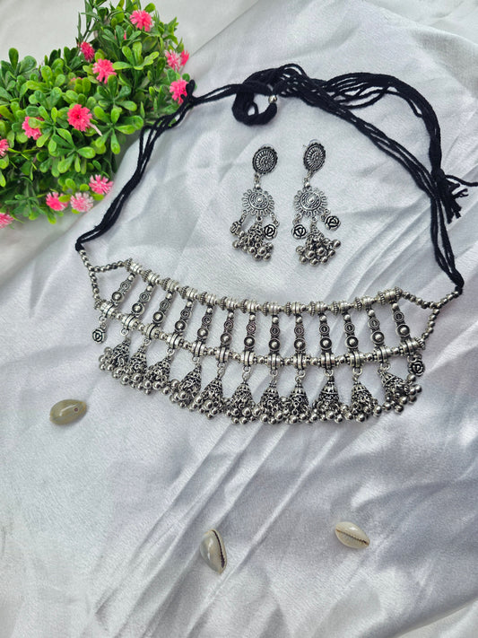 Ghungroo Bliss Oxidised Choker Set