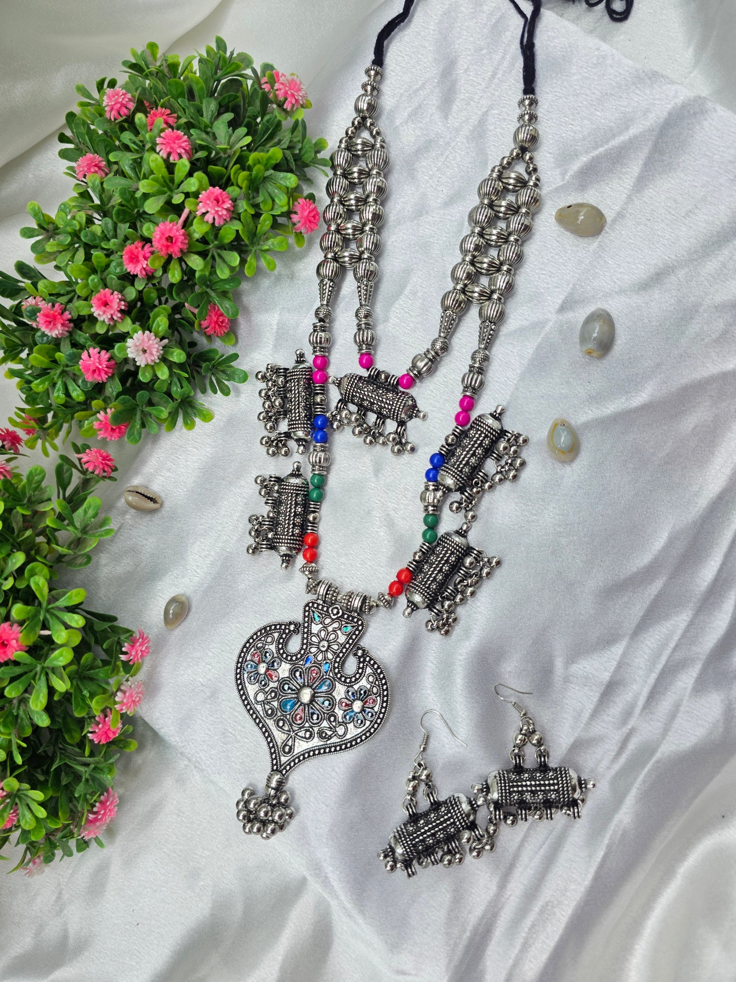 Heritage Temple Charm Oxidised Necklace