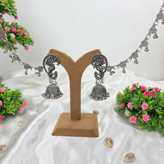 Peacock Charm Oxidised Earrings