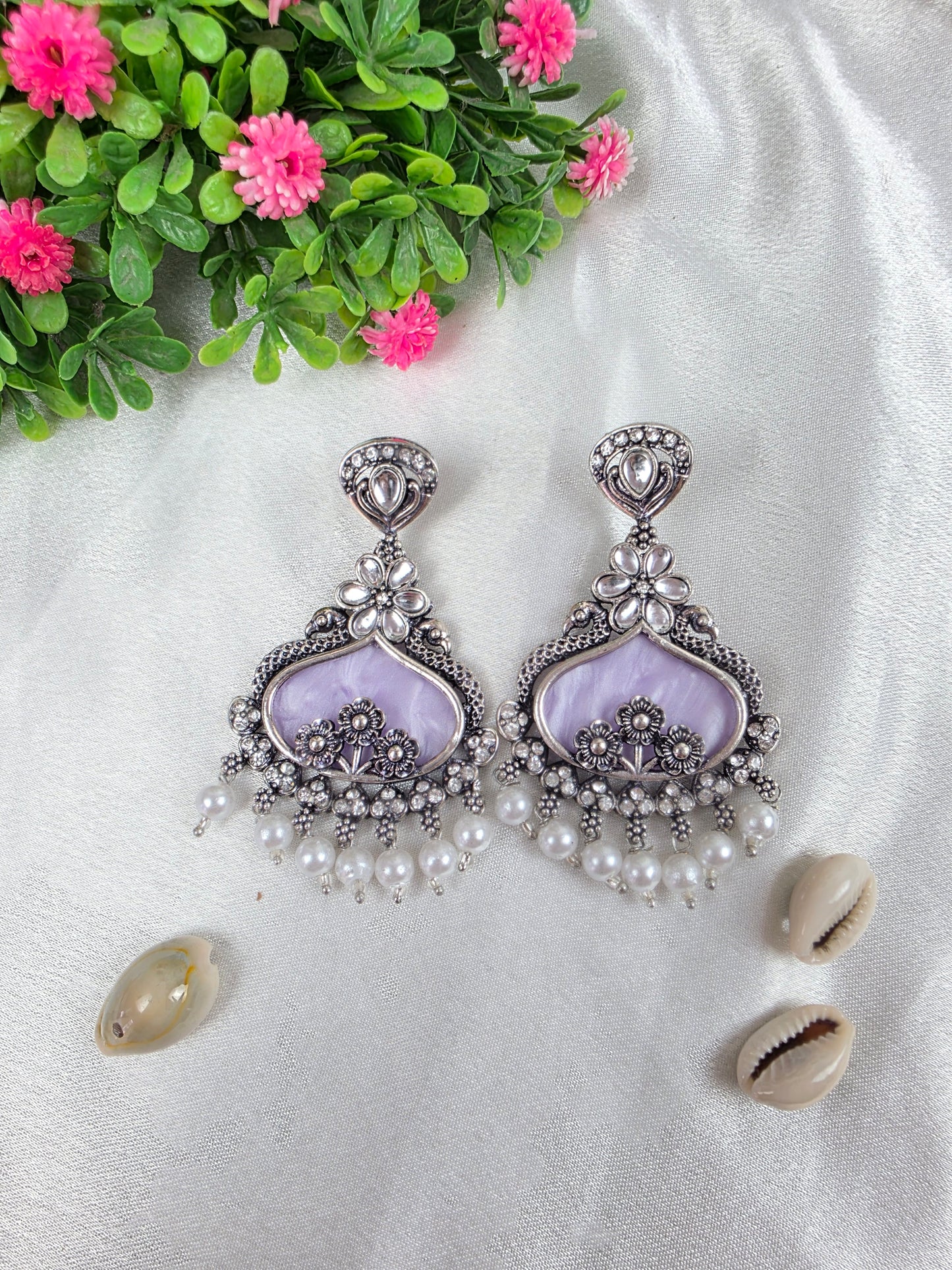Light Purple Oxidised Earrings