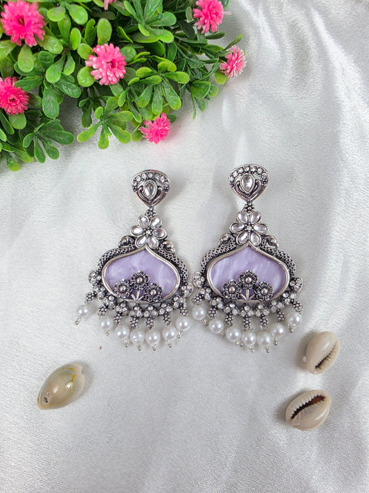Light Purple Oxidised Earrings