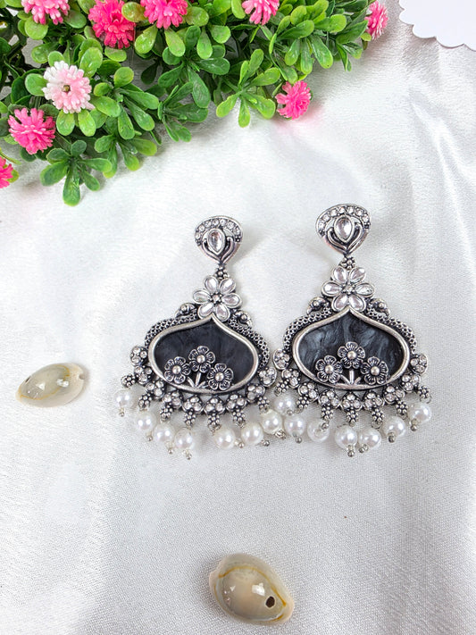 Charcoal Black Oxidised Earrings