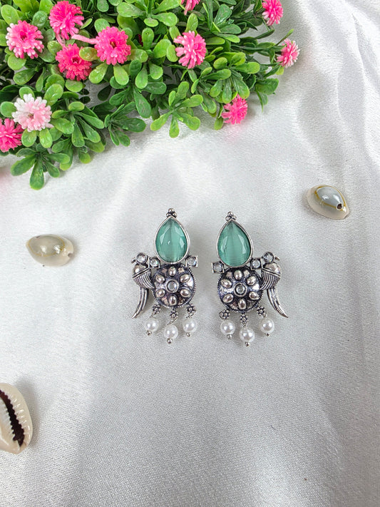 Mint Green Oxidised Earrings