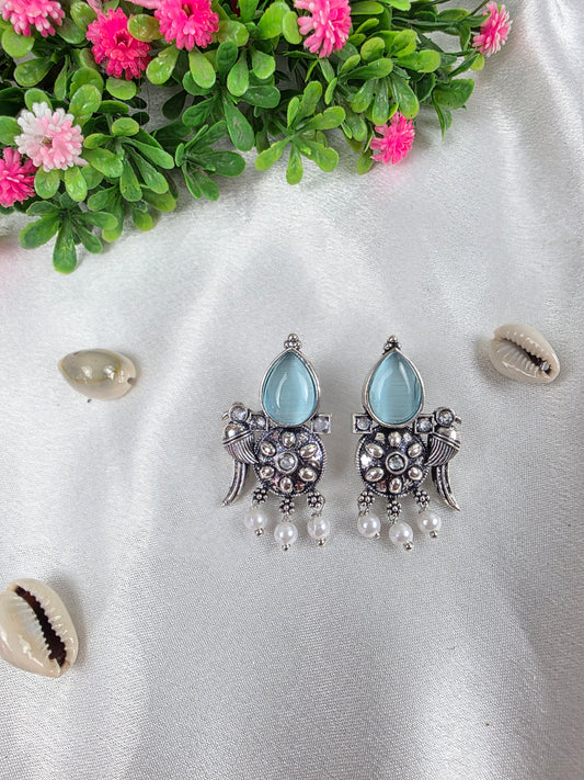 Ice Blue Oxidised Earrings