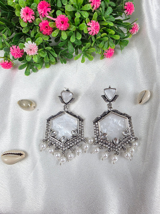 Pearl Mist Oxidised Earrings