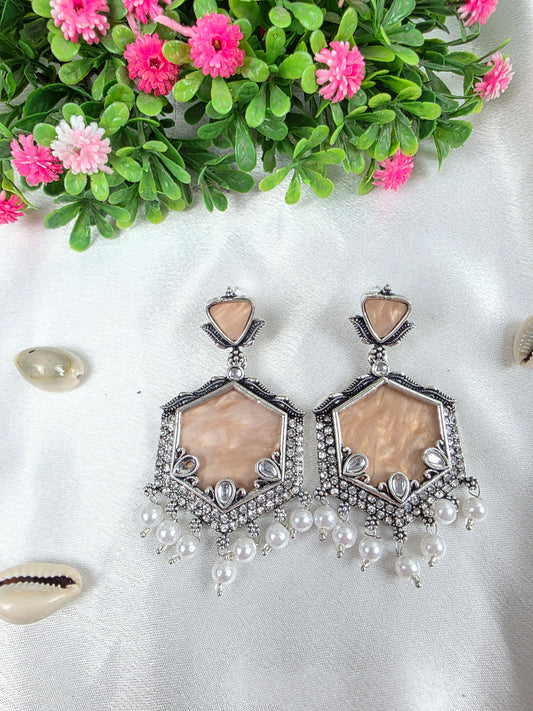 Mocha Pearl Oxidised Earrings