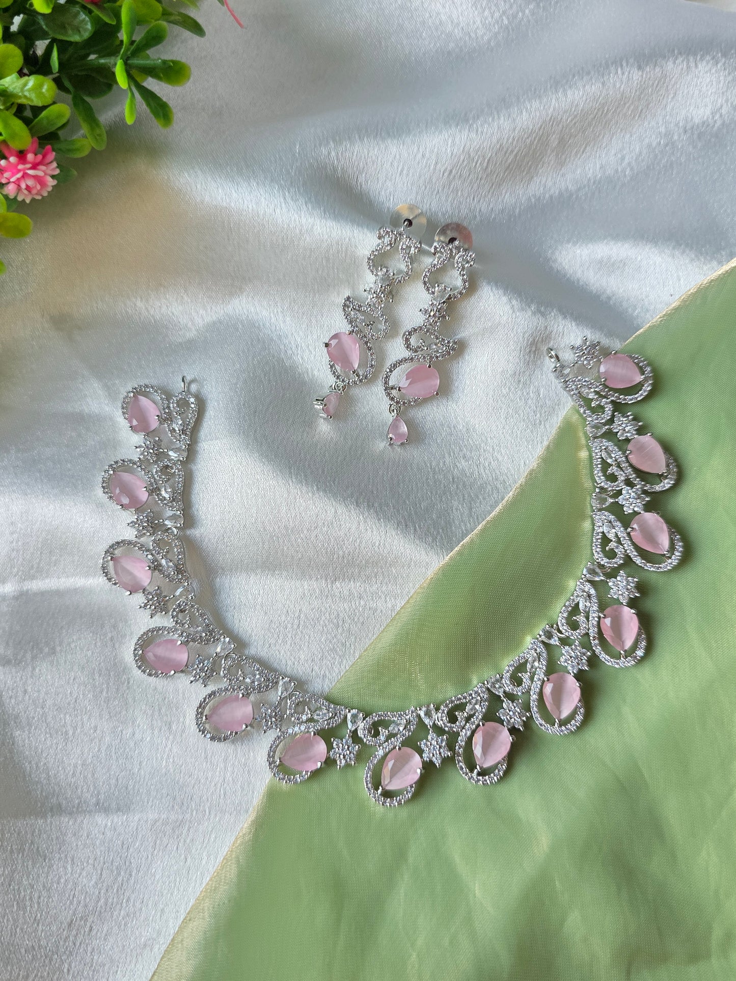 Glow Light Pink AD Necklace