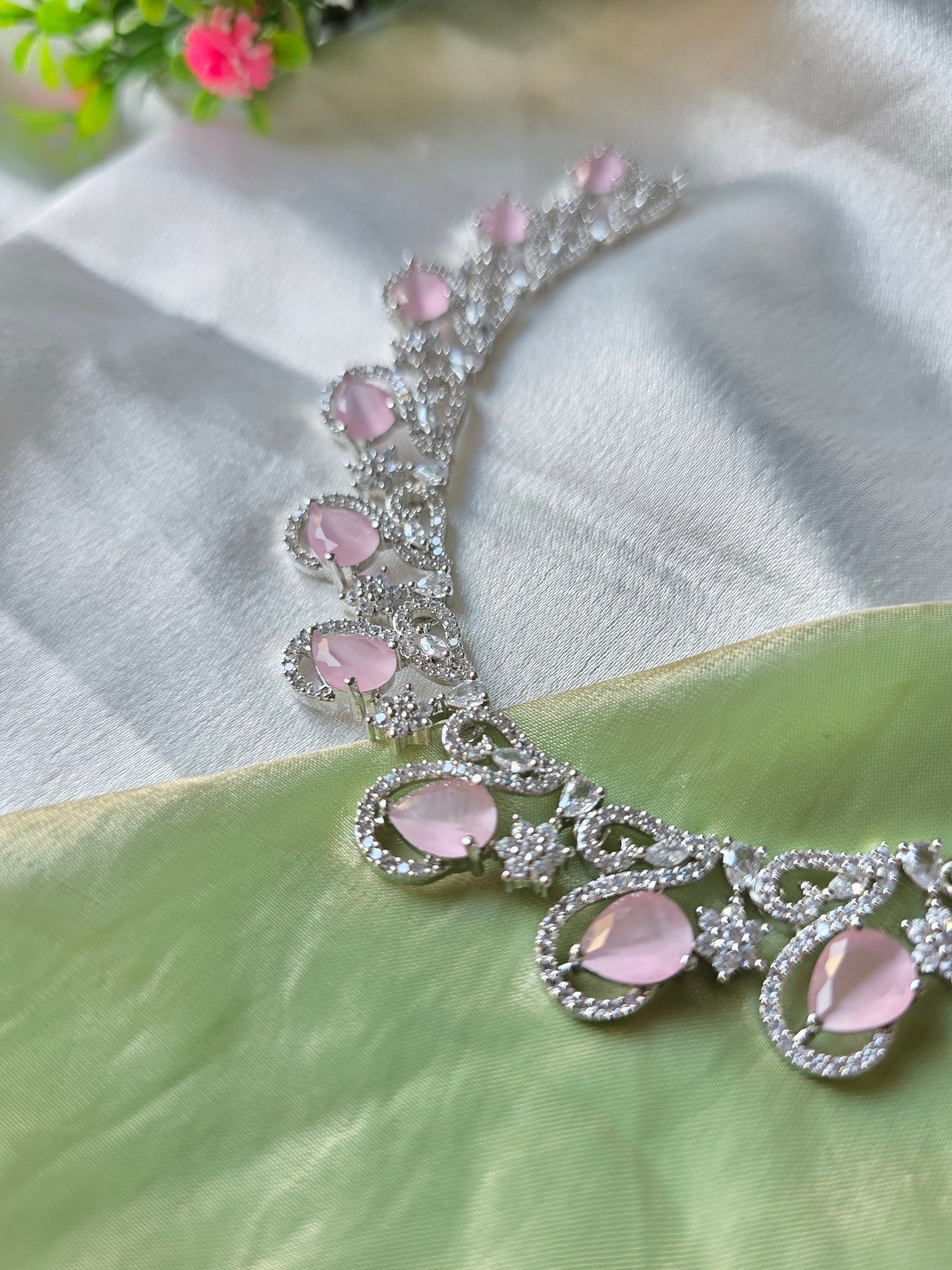 Glow Light Pink AD Necklace