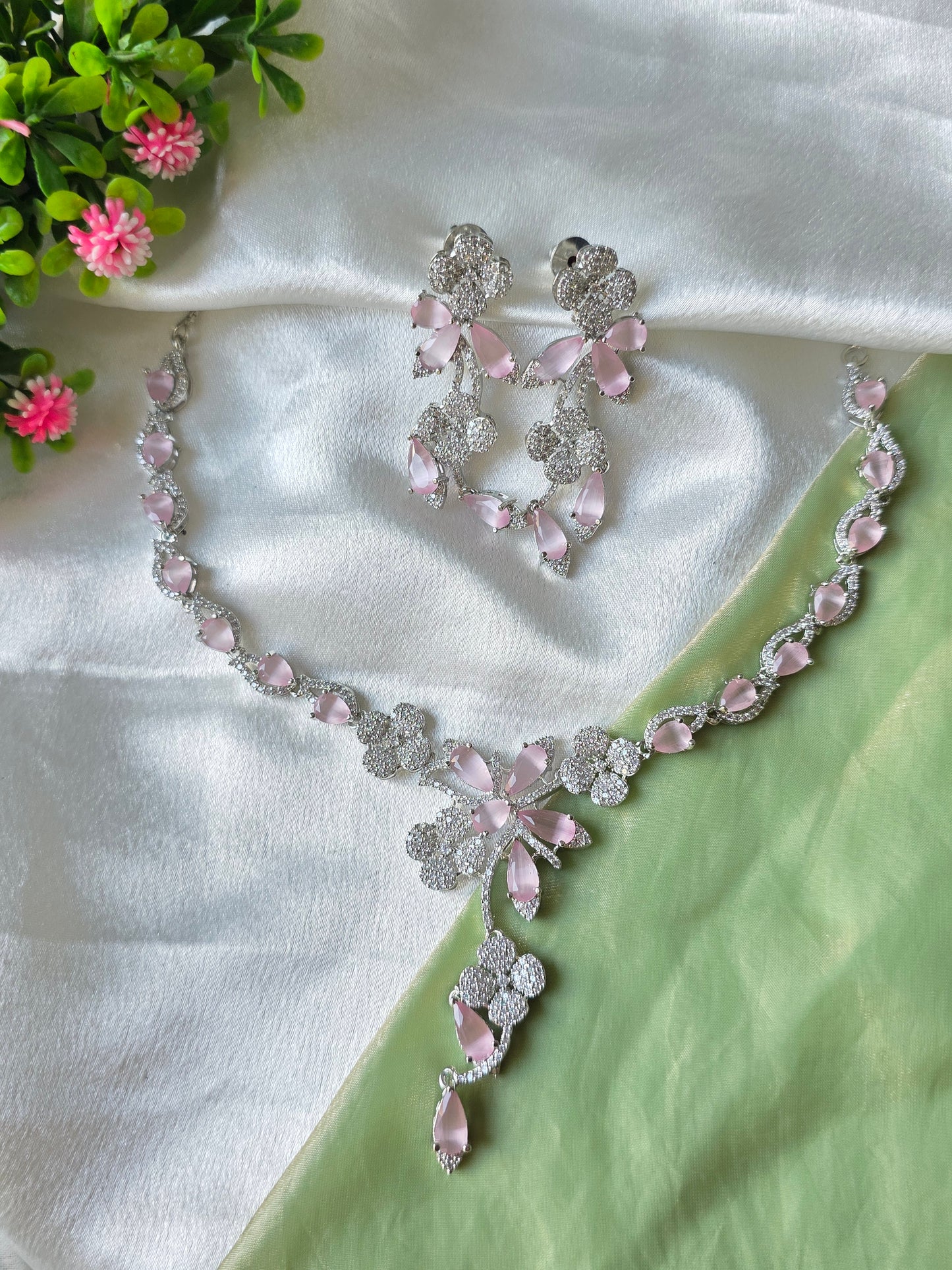Berry Light Pink AD Necklace