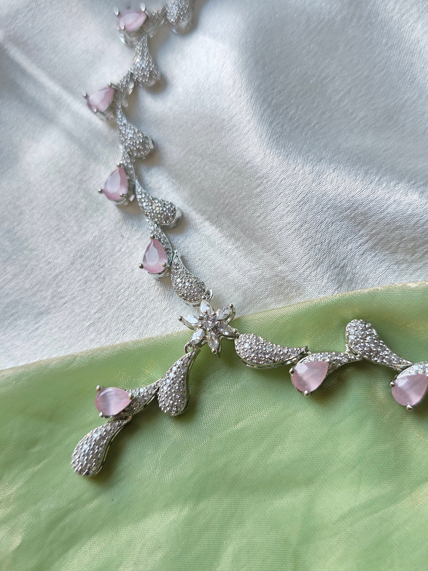 Velora Light Pink AD Necklace