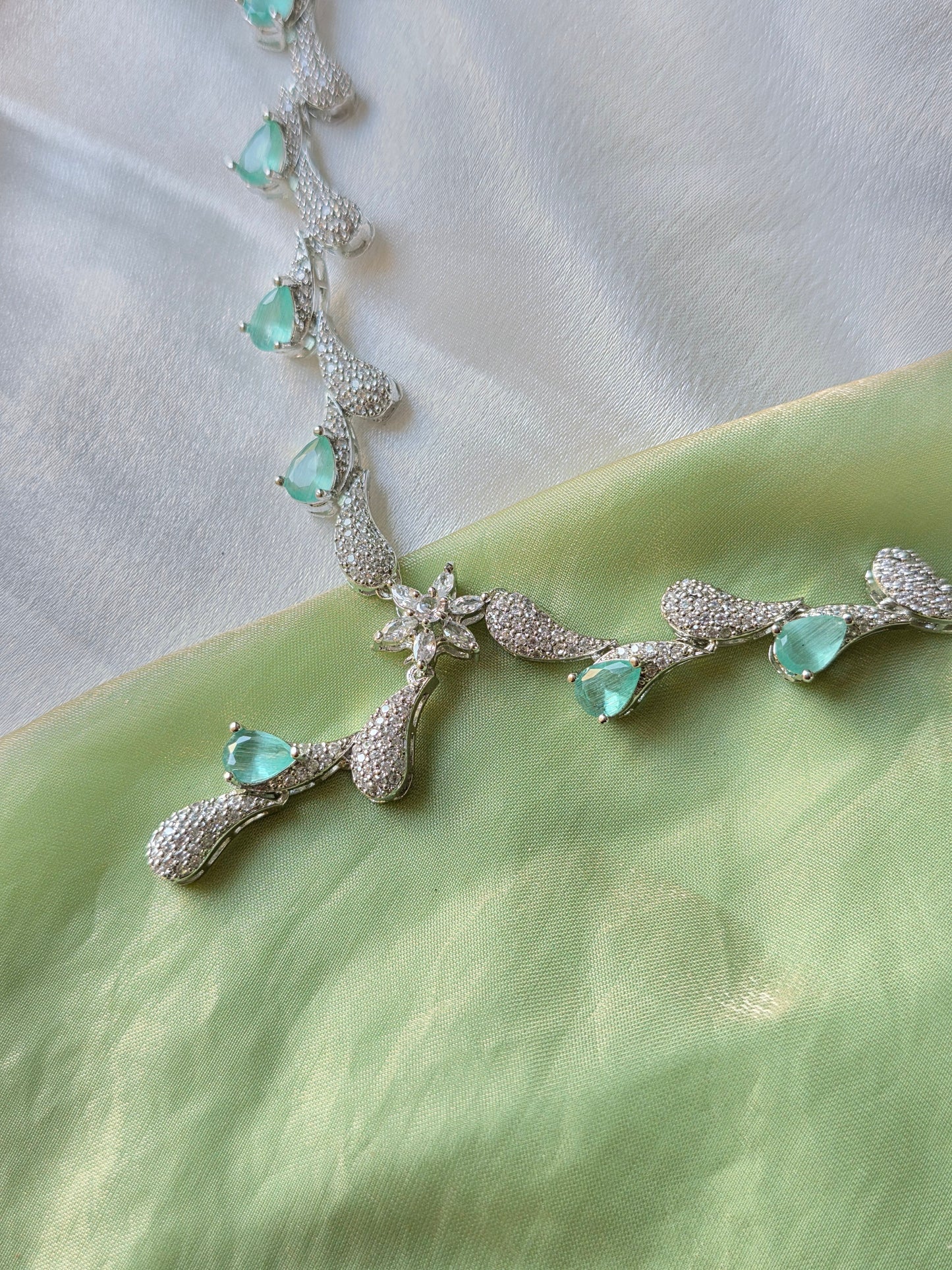 Velora Light Green AD Necklace