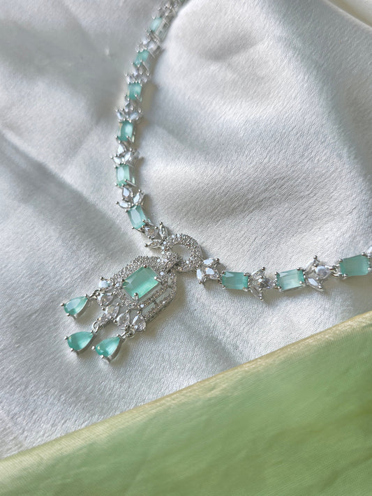 Elara Light Green AD Necklace