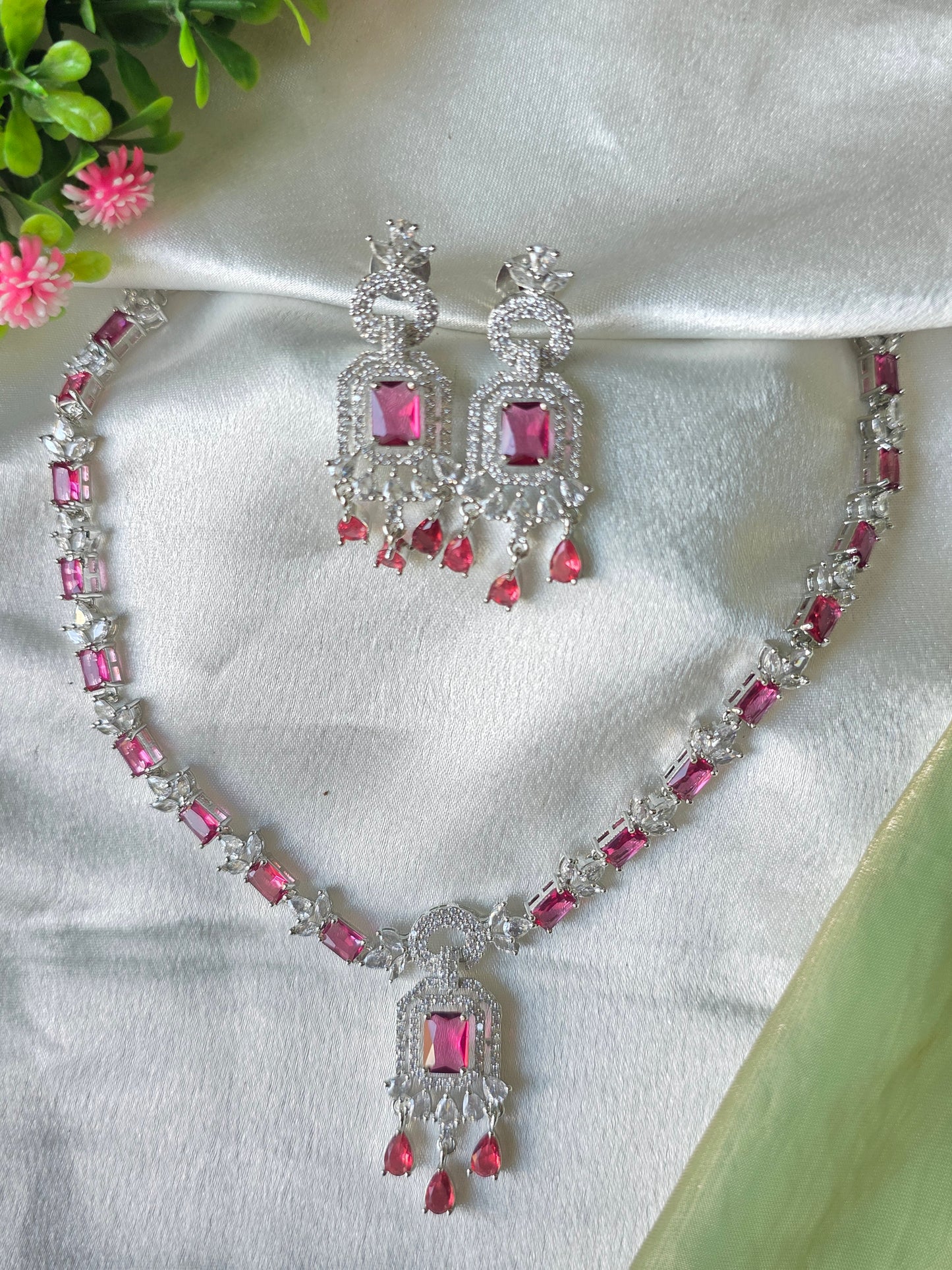 Elara Pink AD Necklace