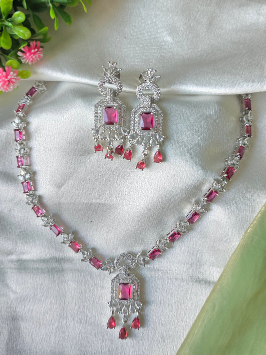 Elara Pink AD Necklace