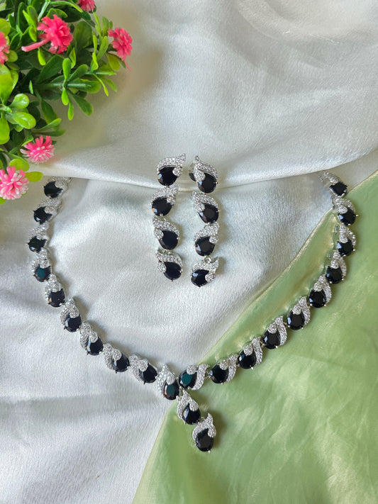 Lustre Black AD Necklace