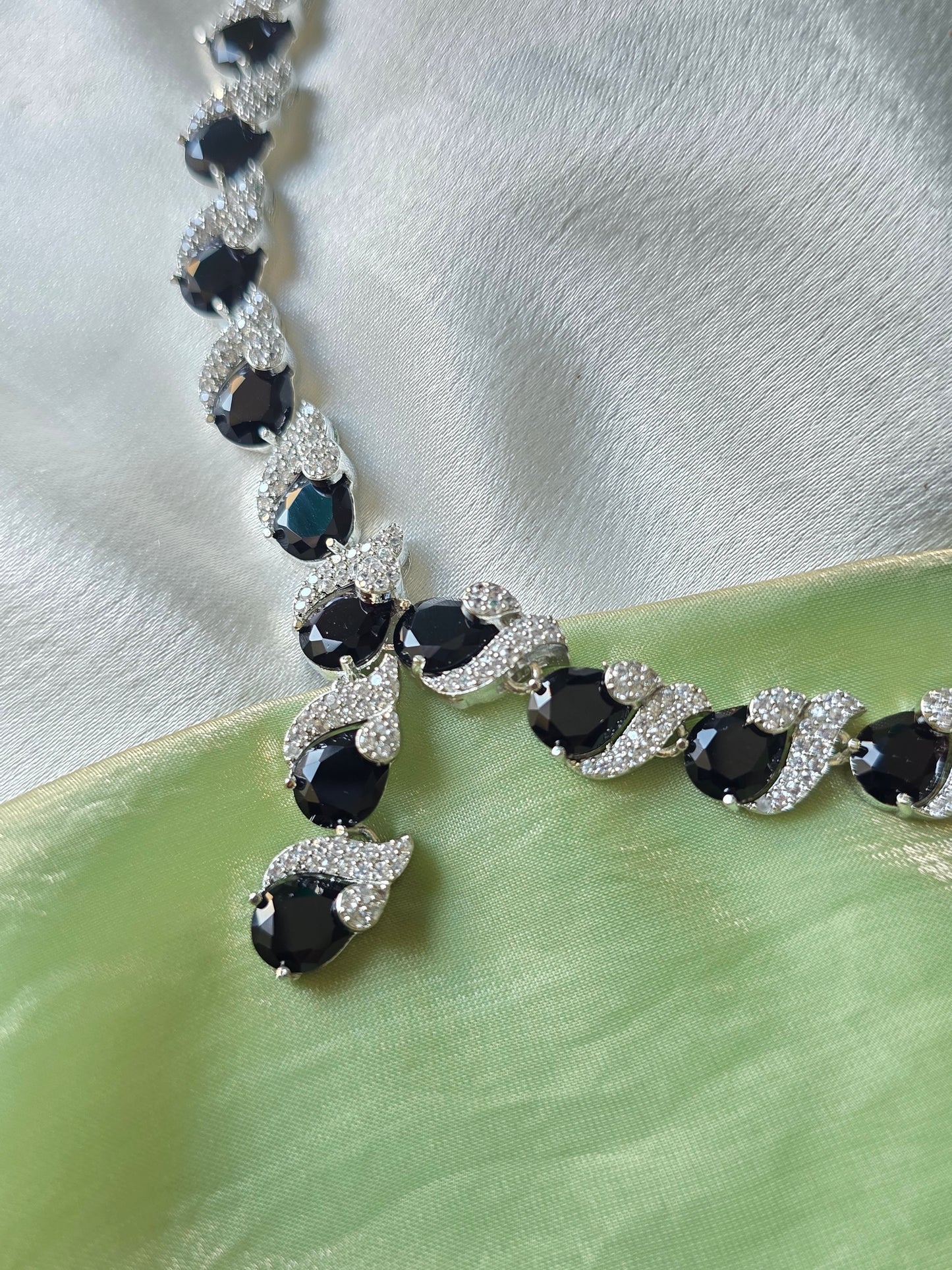 Lustre Black AD Necklace