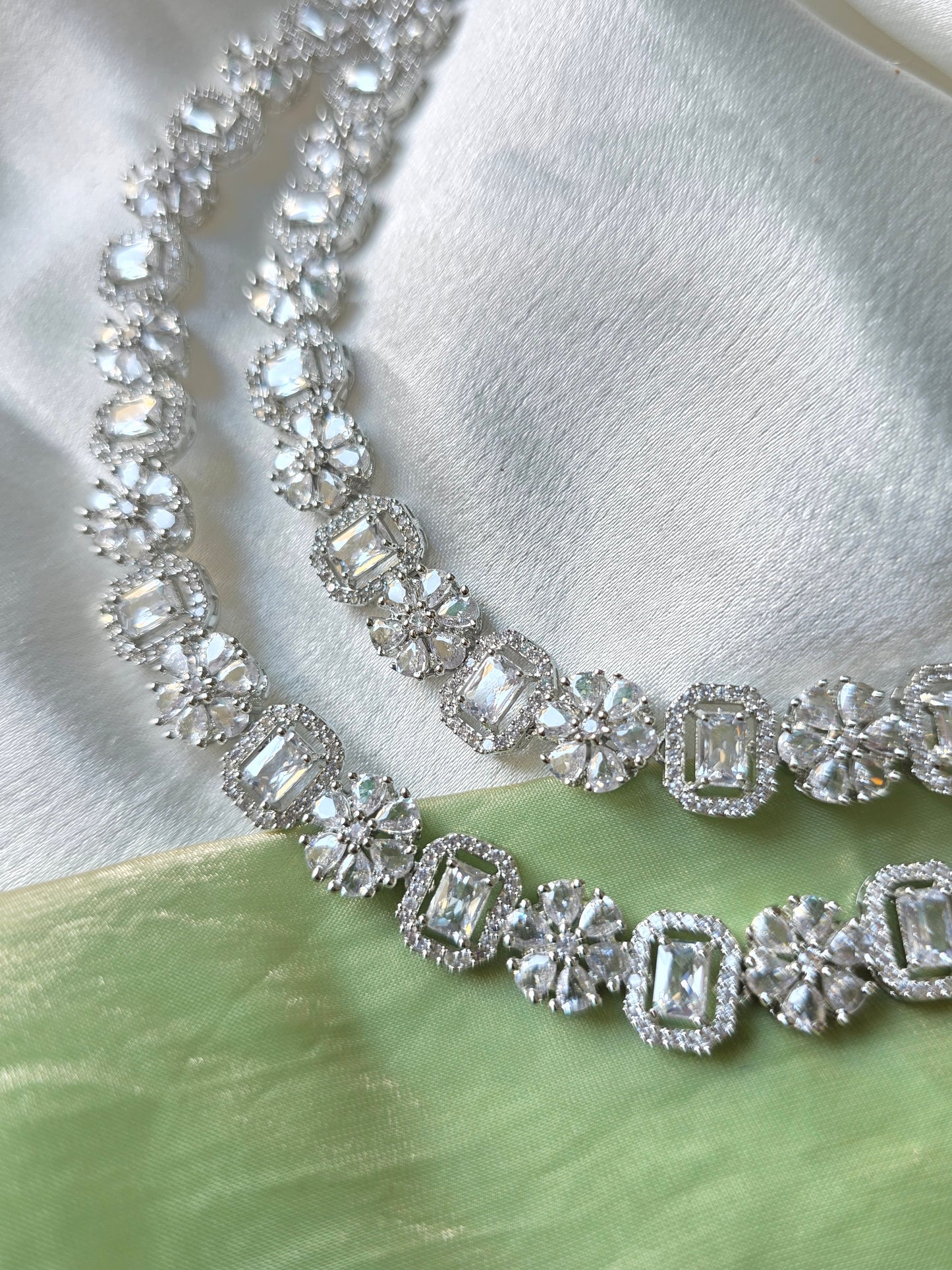 Turin White Dual Layer AD Necklace