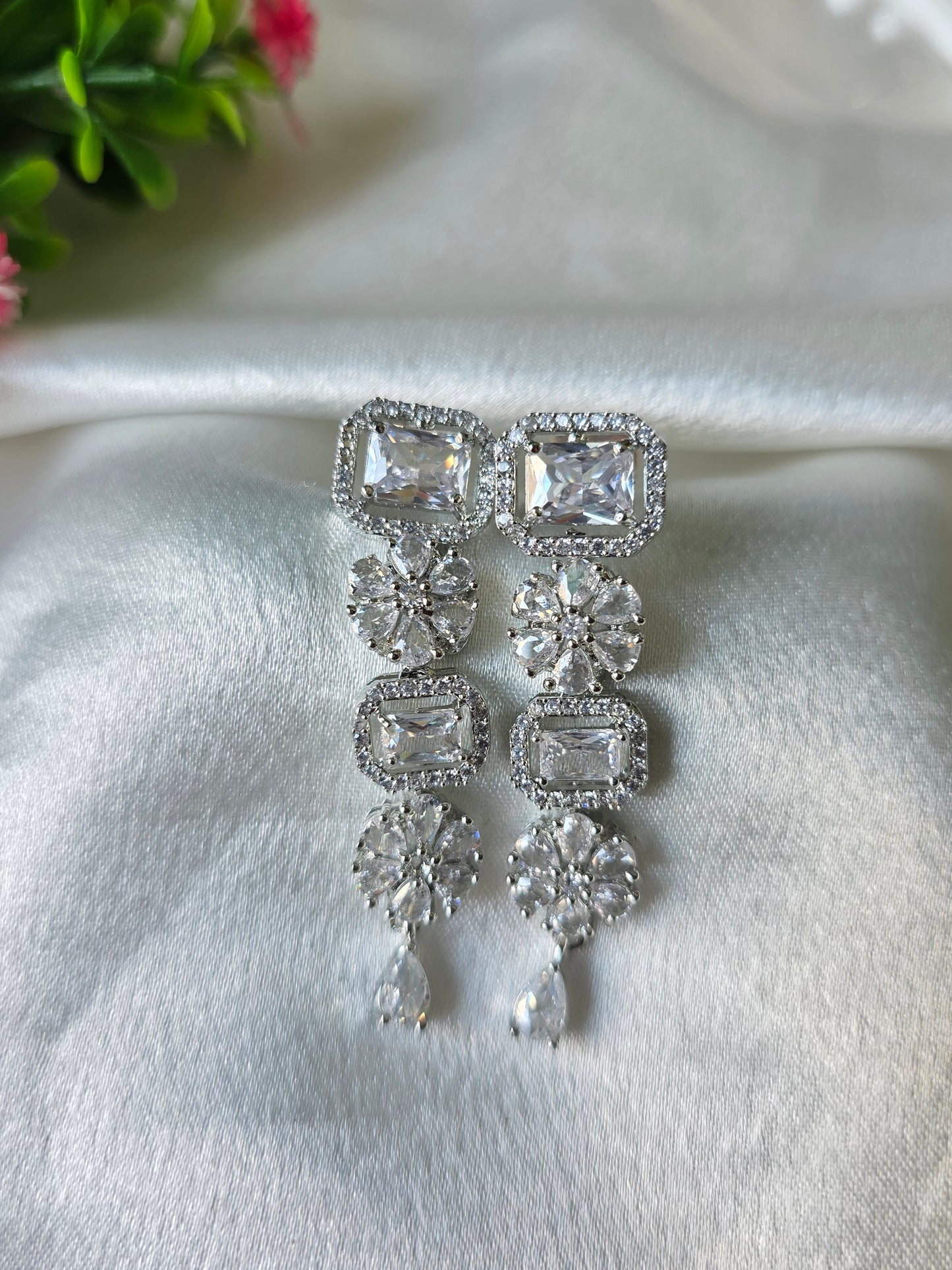 Turin White Dual Layer AD Necklace